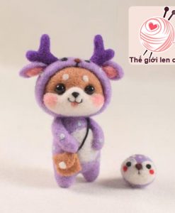 bộ kit len chọc shiba vui vẻ 1 hươu tím