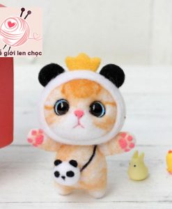 bộ kit len chọc hội mèo con 3 panda