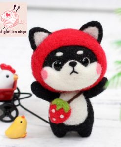 bộ kit len chọc shiba vui vẻ 2 khăn đỏ