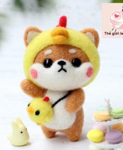 bộ kit len chọc shiba vui vẻ 2 gà con