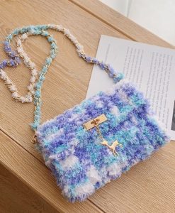 túi tự đan len xù canvas