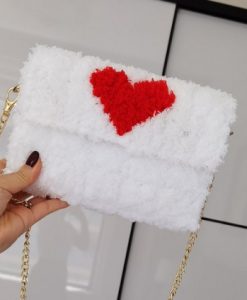 túi tự đan len xù mẫu tim