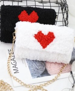 túi tự đan len xù mẫu tim